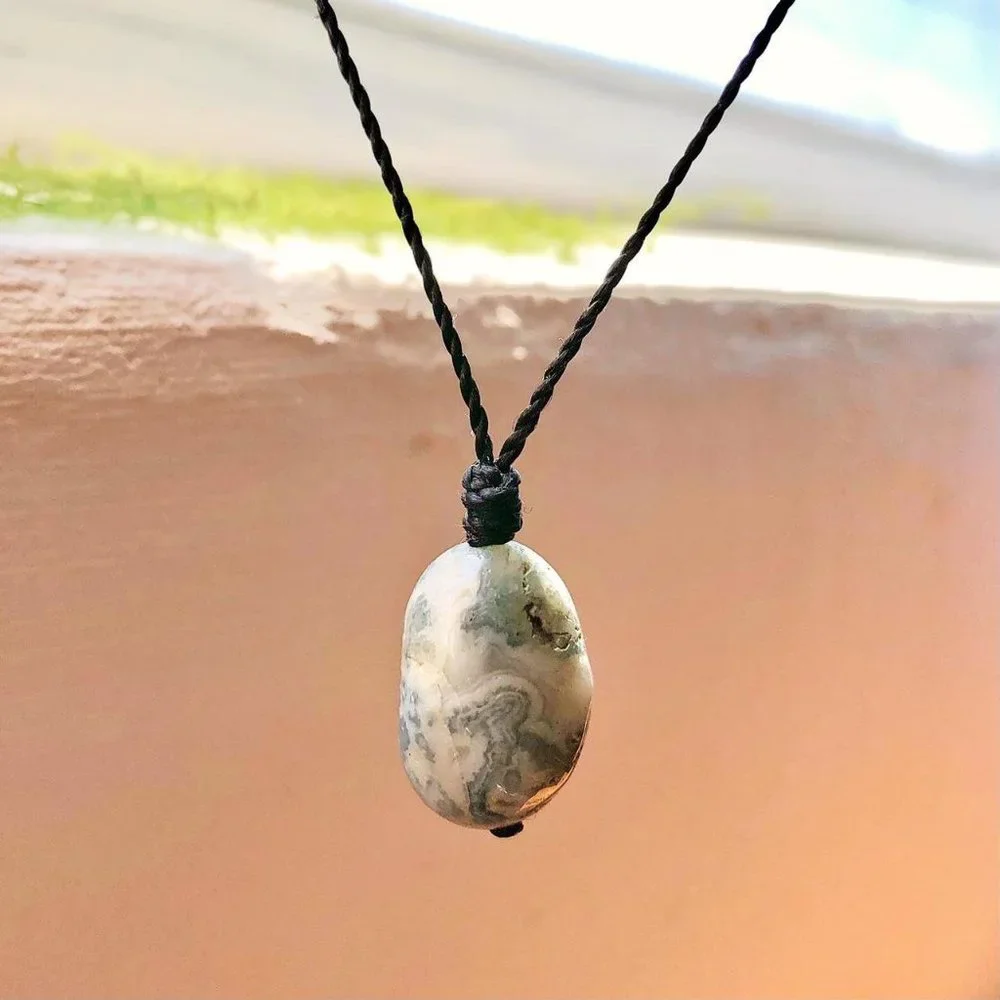 Dainty Tree Agate Stone Pendant Necklace/Choker